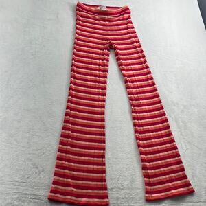 L Space XS Paloma Pant Pink, Orange Stripe Flare Stretchy Lyocell Pants